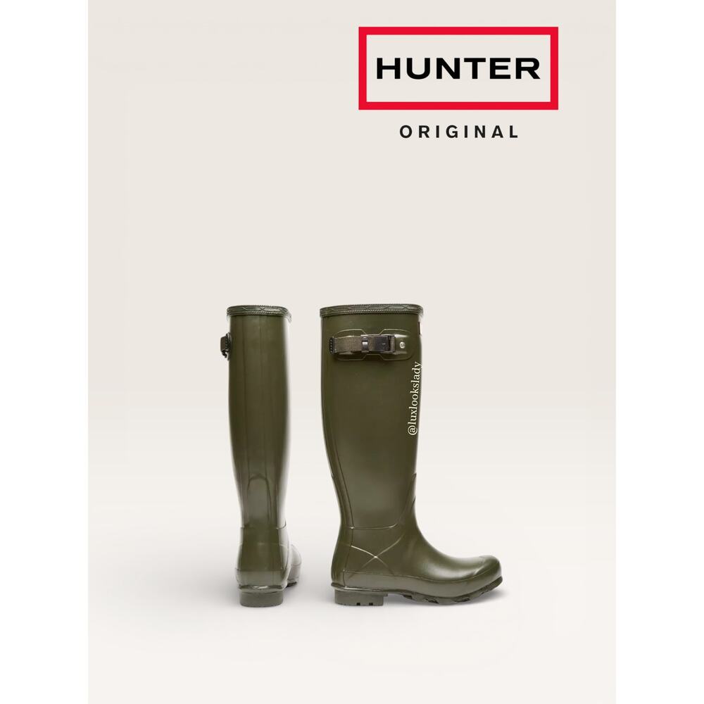 NIB Hunter Norris Field Vintage Green Side Adjustable Boots